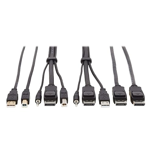 TRIPP LITE P783-006-DPU Tripp Lite DisplayPort KVM Cable Kit - DP, USB, 3.5 mm Audio (3xM/3xM) + USB (M/M) + DP (M/M), 4K, 6 ft., Black,