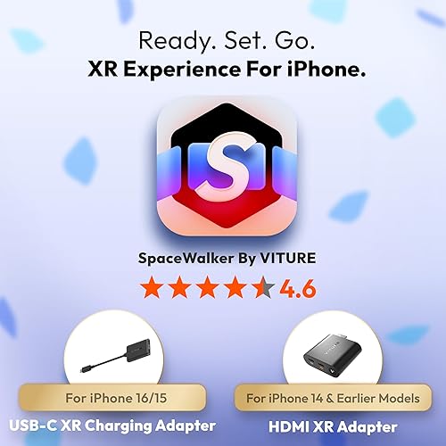 VITURE USB- C XR Charging Adapter for USB-C iPhone, Enabling Multi-Screen, Enhanced 3DoF, Spatial 3D, VR Video Features, Fits iPhone 16/15, Charge and Play for Other Devices