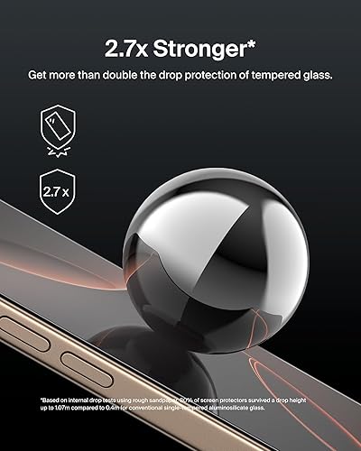 Belkin ScreenForce UltraGlass 2 Treated Screen Protector for iPhone 16 Pro - Scratch-Resistant, 9H Hardness Tested Glass w/Slim Design & Easy Align Tray for Bubble-Free Application