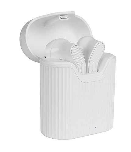 Wicked Audio Driftr True Wireless Bluetooth 5.0 Earbuds 10H Combined Playtime Built-in Microphone, Track Controls, Hands Free, Angled Housing, Fast Charging Case, Easy Pairing for iOS and Android (White)