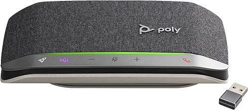 Poly Sync 20+ Bluetooth Speakerphone w/USB-A UC Bluetooth Adapter (Plantronics) - Personal Portable Speakerphone - Noise & Echo Reduction - Connect Wirelessly to PC/Mac/Cell Phone - Teams Certified