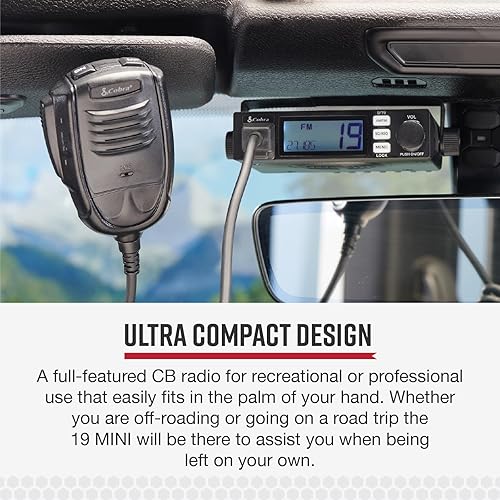 Cobra 19 MINI AM/FM Recreational CB Radio - Dual-Mode AM/FM, 40 Channels, Travel Essentials, Time Out Timer, VOX, Auto Squelch, Auto Power, Instant Channel 9/19, 4-Watt Output, Easy to Operate, Black