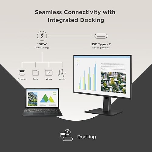 ViewSonic VG2458 24 Inch 1080p IPS Docking Monitor with Advanced Ergonomics, 100W USB C, 5-Port USB Hub, HDMI, DisplayPort, and Daisy Chain for Home and Office 24-Inch