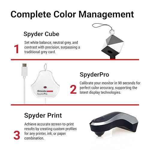 Datacolor Spyder Print Studio Kit, 2024 Version - SpyderPro Monitor Calibration Tool, Spyder Print and Spyder Cube - Colour Management Toolkit for Photographers