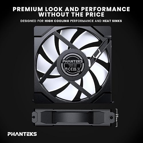 Phanteks M25-120 Gen2 Reversed Blade Triple Pack, 3X 120mm ARGB High Performance Cooling Fans, Daisy-Chain Unified Fan Frame, Infinity Mirror hub, Single Cable Connection, Black