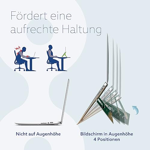 R-Go Tools Ergonomic Laptop Stand - Aluminum Laptop Mount Computer Stand, Attachable Laptop Riser Notebook Holder for 10-22 Laptops, Lightweight - Black