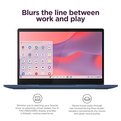Lenovo IdeaPad Slim 3 Chromebook for Student Business - w/256GB Micro SD Card, 14'' Full HD Display, MediaTek Kompanio 520 CPU, Wi-Fi 6, 720p Webcam, Chrome OS, Abyss Blue(4GB RAM | 64GB eMMC) 4GB | 64GBeMMC