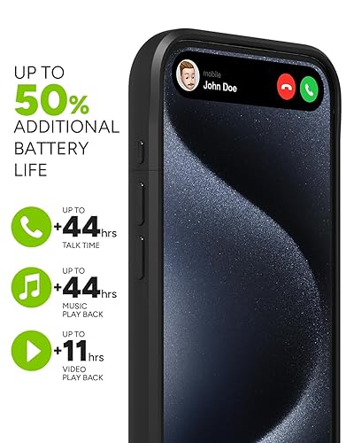 Mophie Juice Pack iPhone 15 Pro Max Battery Case - Legendary Power & Protection - Up to 50% Extra Battery, 6ft Drop Safety, Eco-Friendly Design, Black