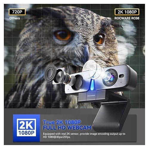 ROCWARE RC08 Webcam - 30 fps - USB 2.0 Type C