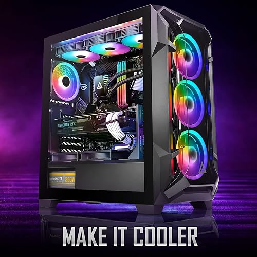 Antec Dark League DF600 Flux, Mid-Tower ATX Gaming Case, Flux Platform, 5 x 120mm Fans Included, ARGB & PWM Fan Controller, Tempered Glass Side Panel, 2 x USB3.0, High-End GPU Support