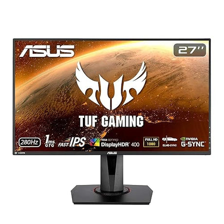 Asus TUF Gaming VG279QM 27in 280Hz Fast IPS Gaming Monitor w/G-SYNC?, ELMB-SYNC, DisplayHDR400, Shadow Boost,BLACK