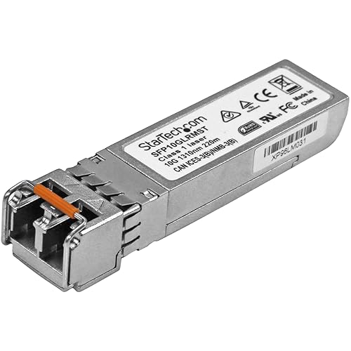 StarTech.com Cisco SFP-10G-LRM Compatible SFP+ Module - 10GBASE-LRM - 10GbE Multimode Fiber MMF Optic Transceiver - 10GE Gigabit Ethernet SFP+ - LC 200m - 1310nm - DDM Cisco Firepower, ASR9000, C9300 (SFP10GLRMST), Silver SFP-10G-LRM Single