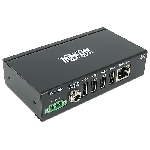 Tripp Lite 4 Port Industrial USB Over Cat6 Extender, ESD Protection, PoC, USB 2.0, Mountable, 150 ft. (B203-104-IND)