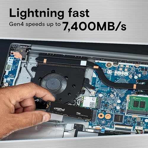 Crucial T500 2TB Gen4 NVMe M.2 Internal Gaming SSD, Up to 7400MB/s, Laptop & Desktop Compatible + 1mo Adobe CC All Apps - CT2000T500SSD8 2TB T500