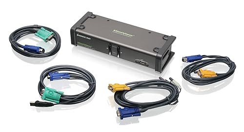 IOGEAR 2-Port Dual View KVM Switch with Audio and USB Peripheral Sharing, w/Full Set of Cables, (GCS1742 TAA Compliant)