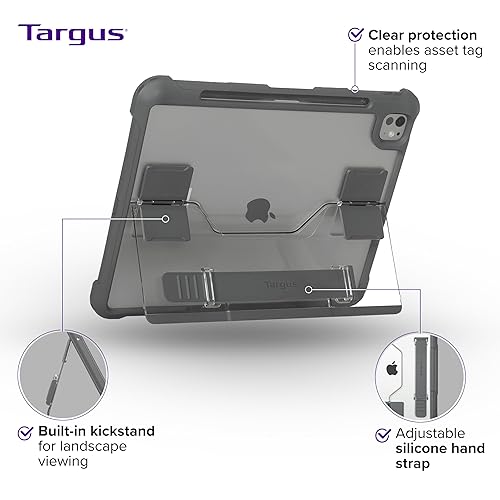 Targus SafePort Rugged Max Case for iPad Pro 13-inch (M4) – MIL-STD Drop Tested, Screen Protector, Kickstand, Hand Strap, Stylus Holder, Dust & Fluid Resistant - THD969GL