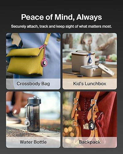 Belkin Apple Airtag Secure Holder with Strap - Apple Air Tag Keychain - Airtag Holder with Strap for Key Ring - Airtag Keychain Accessories - Scratch Resistant Airtag Case with Raised Edges - White