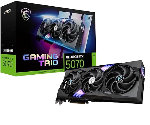 MSI Gaming RTX 5070 12G Gaming Trio OC White Graphics Card (12GB GDDR7, 192-bit, Extreme Performance: 2625 MHz, DisplayPort x 3 2.1a, HDMI 2.1b, NVIDIA Blackwell Architecture)
