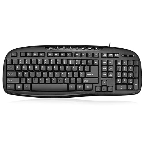 Adesso AKB-133CB - Keyboard and Mouse Combo, Wired, Desktop Keyboard, Ambidextrous Mouse, Multimedia Hotkeys - Compatible for Desktop/PC/Windows XP/7/8/10