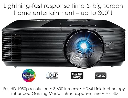 Optoma HD146X High Performance Projector for Movies & Gaming | Bright 3600 Lumens | DLP Single Chip Design | Enhanced Gaming Mode 16ms Response Time HD146X (Latest, Standard Throw, Lamp, 3600 Lm)