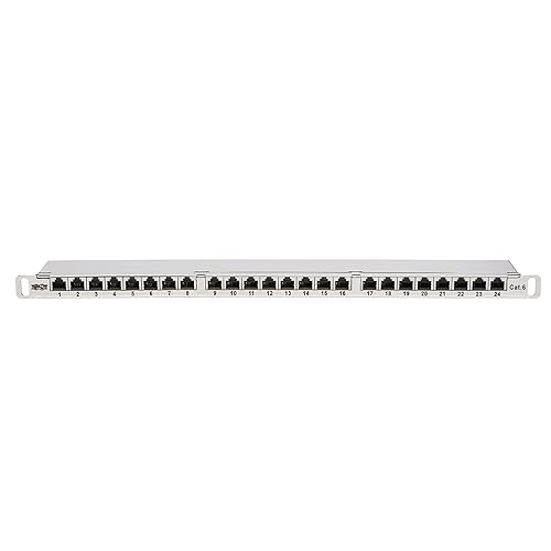 Tripp Lite RJ45 Patch Panel, Cat5e/Cat6 Patch Panel, 24 Port Patch Panel, Shielded, Krone IDC, 0.5U Rack Mount, 568A/B, TAA Compliant (N252-024-HU-SHK) 24 Port 568A/B