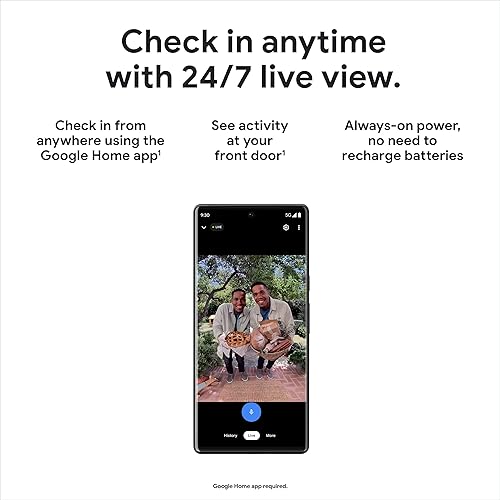 Google Nest Doorbell (Wired, 2nd Gen) - Wired Video Doorbell Camera - Doorbell Security Camera - Snow Nest Doorbell - Wired Snow