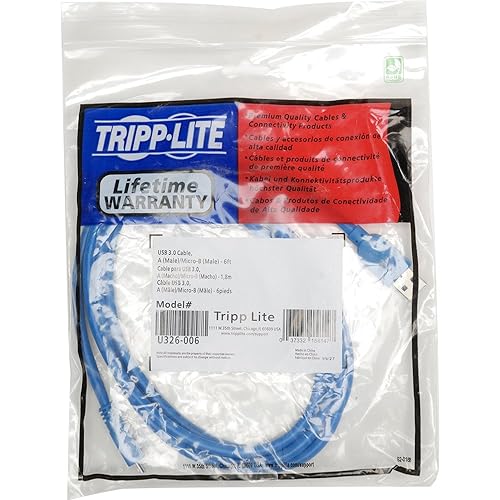 Tripp Lite U326-006 6 Feet USB 3.0 Super Speed 5Gbps A to Micro B Device Cable (Blue)