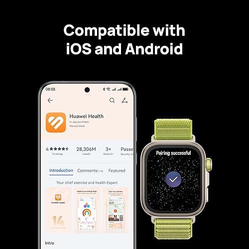 HUAWEI WATCH FIT 4 Pro Smart Watch, 1.82 Sapphire screen & Titanium Alloy Bezel, GPS for Outdoor Enthusiasts, Emotional Wellbeing Assistant, up to 10-Day Battery Life, iOS & Android Compatible, Green Green FIT 4 Pro