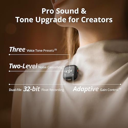 DJI Mic 3 (1 TX + 1 RX), Wireless Lavalier Mic for iPhone/Camera/Android, Ultralight, Extended Operating Time & Fast Charging, 400m Transmission, Noise Cancelling, Vlog, Streaming