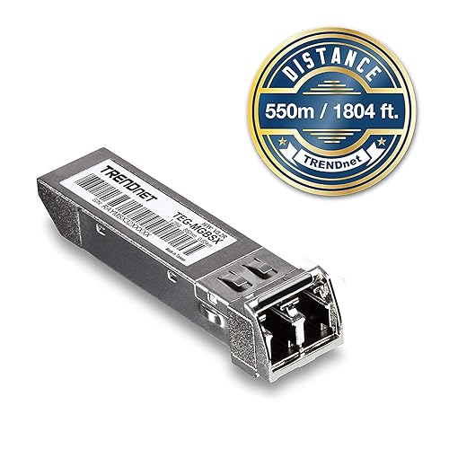 TRENDnet SFP Multi-Mode LC Module 4-Pack, TEG-MGBSX/4, Transmission Up to 550m (1804 Ft), Mini-GBIC, Hot Pluggable, IEEE 802.3z Gigabit Ethernet, Supports Up to 1.25 Gbps, Lifetime Protection 4 Pack