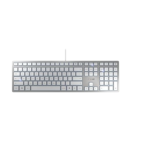 CHERRY KC 6000 Slim Design Keyboard, EU Layout (QWERTY), Wired (USB-A Port), Quiet Keys, Durable Labeling, Silver EU Layout - QWERTY Silver