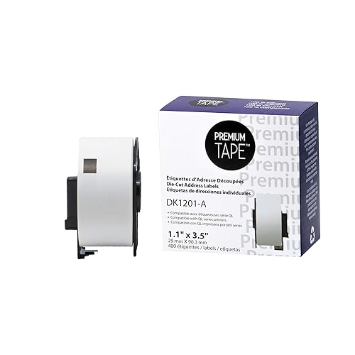 Premium Tape Die-Cut Standard Address Labels - Alternative for Brother DK-1201-1-1/7 x 3-1/2 (29 mm x 90 mm) - White - 400 Labels/Roll - 1 Roll/Pack