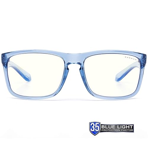 Blue Light Blocking Glasses for Gaming & Computer | Intercept Blue Crystal by GUNNAR | Patented 35% Blue Light Protection, Reduce Digital Eye Strain, Dry Eyes, Headaches & Improving Sleep