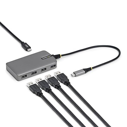 StarTech.com 4-Port USB-C Hub, 5Gbps, Bus Powered, Type-C to 4X Type-A with USB-C Auxiliary Power Input, Portable Hub