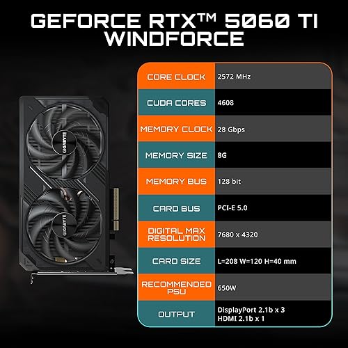 GIGABYTE GeForce RTX 5060 Ti WINDFORCE 8G