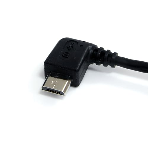 StarTech.com 1 ft. (0.3 m) USB to Micro USB Cable - USB 2.0 A to Left Angle Micro B - Black - Micro USB Cable (UUSBHAUB1LA) Left Angle 1 ft/0.3 m