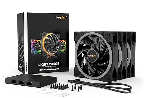 be quiet! Light Wings 120mm PWM High Speed Low Noise Premium ARGB Cooling Fan | 4-Pin | Ideal for Radiators and Heat Syncs | 3-Pack | Black | BL077