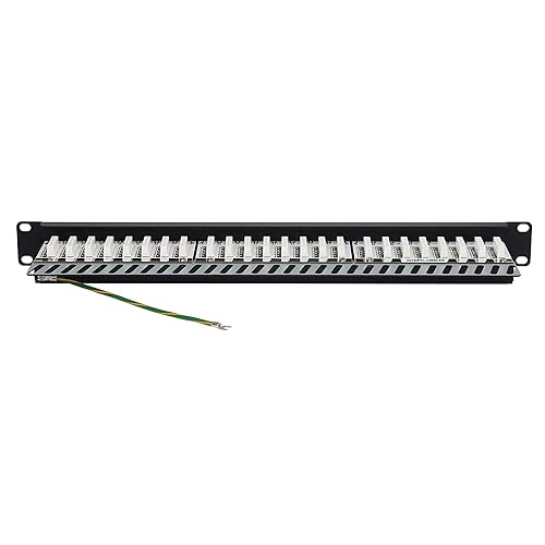 Tripp Lite RJ45 Patch Panel, Cat5e/Cat6 Patch Panel, 24 Port Patch Panel, Shielded, Krone IDC, 0.5U Rack Mount, 568B, TAA Compliant (N252-024-SH-K) 24 Port 568B