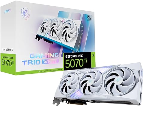 MSI GamingRTX 5070 TI 16G Gaming Trio OC White Graphics Card (16GB GDDR7, 256-bit, Extreme Performance: 2580 MHz, DisplayPort x 3 2.1a, HDMI 2.1b, NVIDIA Blackwell Architecture)