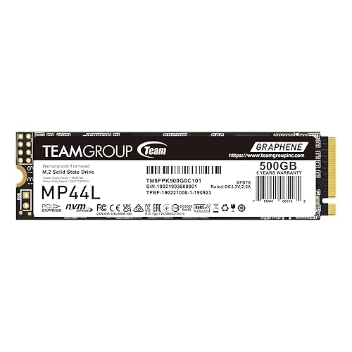 MP44L 500GB SLC Cache NVMe 1.4 PCIe Gen 4x4 M.2 2280 Laptop&Desktop SSD (R/W Speed up to 5,000/3,700MB/s) TM8FPK500G0C101