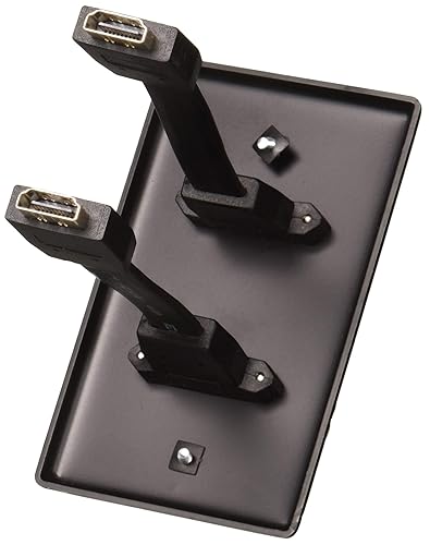 C2G 39879 Dual HDMI Pass Throuigh Single Gang Wall Plate, Black
