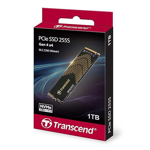 Transcend 1TB Gaming SSD with Heatsink, Up to 7,400MB/s, Compatible with PS5, Desktops, Laptops, M.2 2280 PCIe 4.0 NVMe Gen4x4 Internal Solid State Hard Drive, 3D TLC NAND, High-Speed Internal SSD