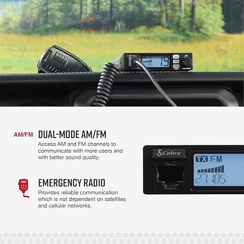Cobra 19 MINI AM/FM Recreational CB Radio - Dual-Mode AM/FM, 40 Channels, Travel Essentials, Time Out Timer, VOX, Auto Squelch, Auto Power, Instant Channel 9/19, 4-Watt Output, Easy to Operate, Black