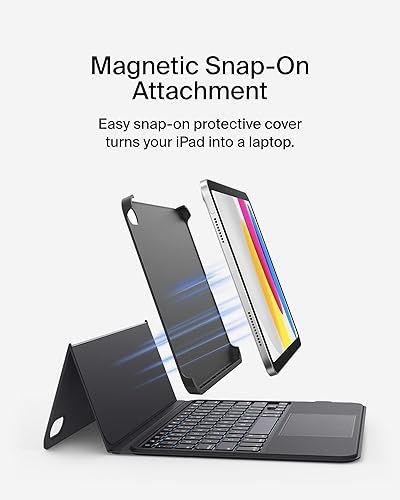 Belkin Everyday Keyboard Case with Cradle, Backlit Bluetooth Keyboard, Multi Test Controls, Magnetic Apple Pencil Storage Compatibility and Multimedia Keys for iPad 10th Generation iPad 10th GEN Case w/ Cradle