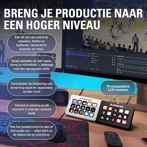 Elgato Stream Deck MK.2 White – Studio Controller, 15 macro keys, trigger actions in apps and software like OBS, Twitch, ?YouTube and more, works with Mac and PC Stream Deck White White