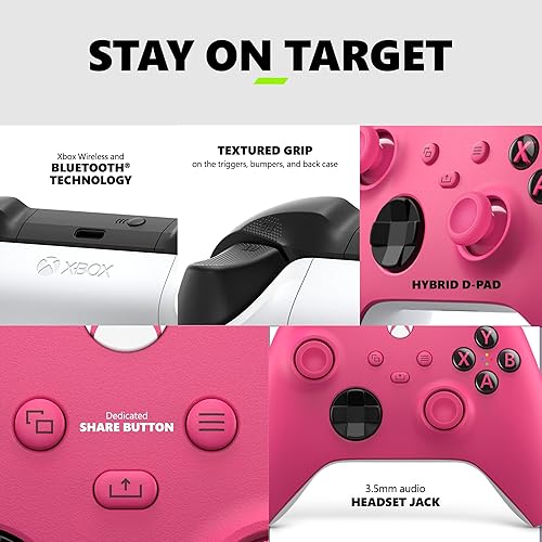 Xbox Core Wireless Gaming Controller – Deep Pink – Series X|S, One, Windows PC, Android, and iOS Wireless Controllers Deep Pink