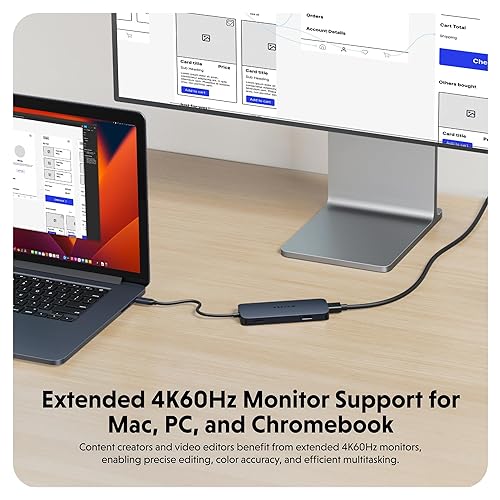HyperDrive Next 8 Port USB-C Hub, Portable Travel Essentials and Connectivity Solution for Creators, Video Editors, Photographers, and More