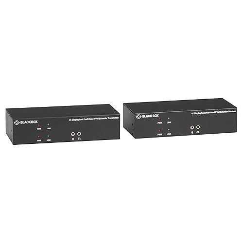 Black Box KVM Extender over CATx - 4K, Dual-Head, DisplayPort, USB 2.0