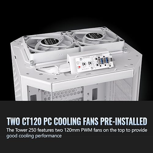 Thermaltake Tower 250 Snow Mini-ITX Mini Tower; 2x120mm CT Fans Included; 360mm Radiator Support; 360mm GPU Clearance; Dual Chamber; CA-1Z9-00S6WN-00
