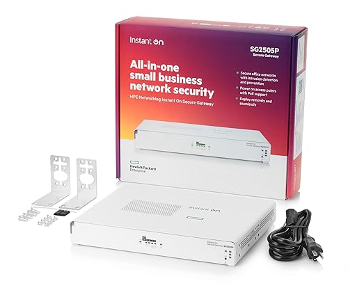 HPE Networking Instant On Secure Gateway SG2505P 5-Port 2.5G Smart-Managed Gateway with PoE, 2X 2.5GBase-T, 3X 1GBase-T, 60W PoE Class 4, US Cord (S0G34A#ABA)